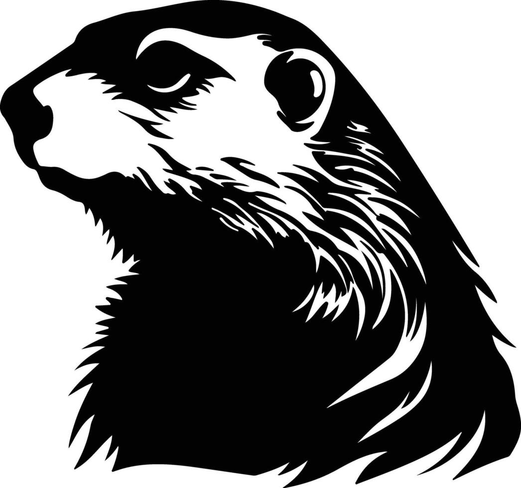 endearing Black silhouette of marmot head vector