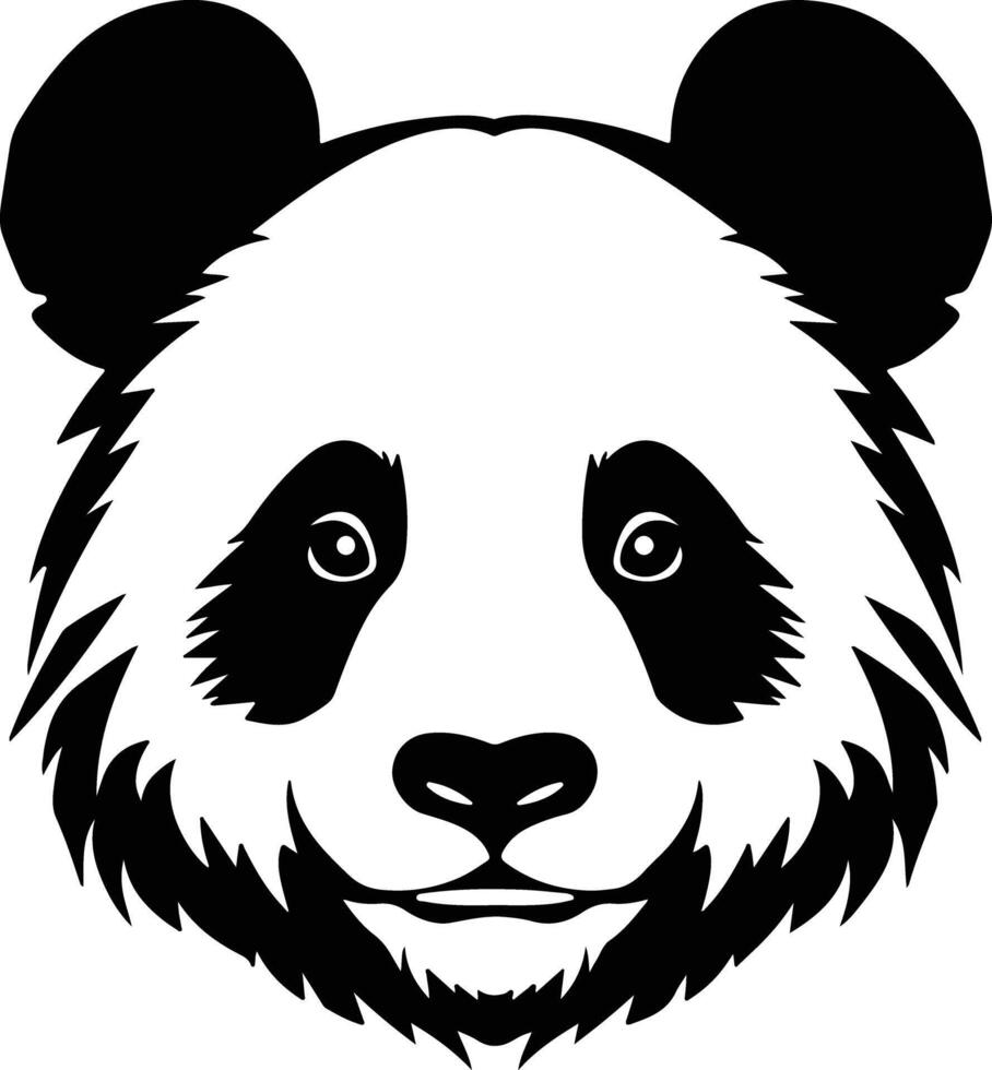 winsome Black silhouette of panda head vector