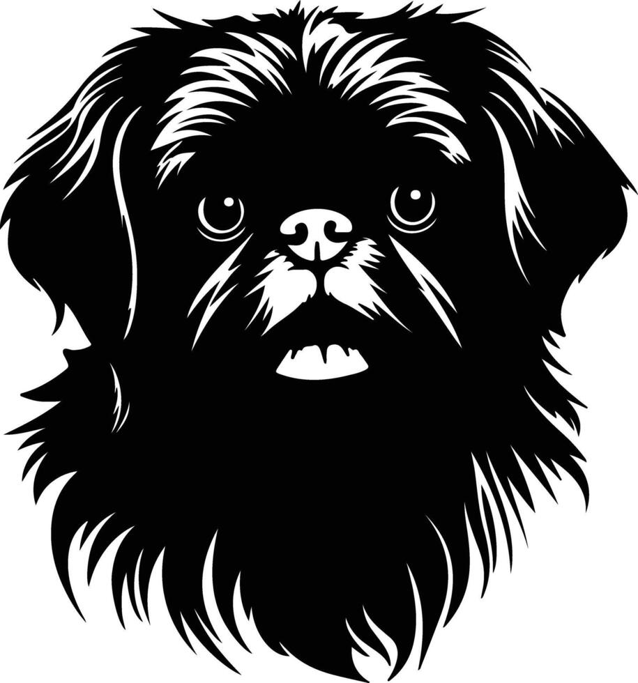 Black silhouette of pekingese head vector