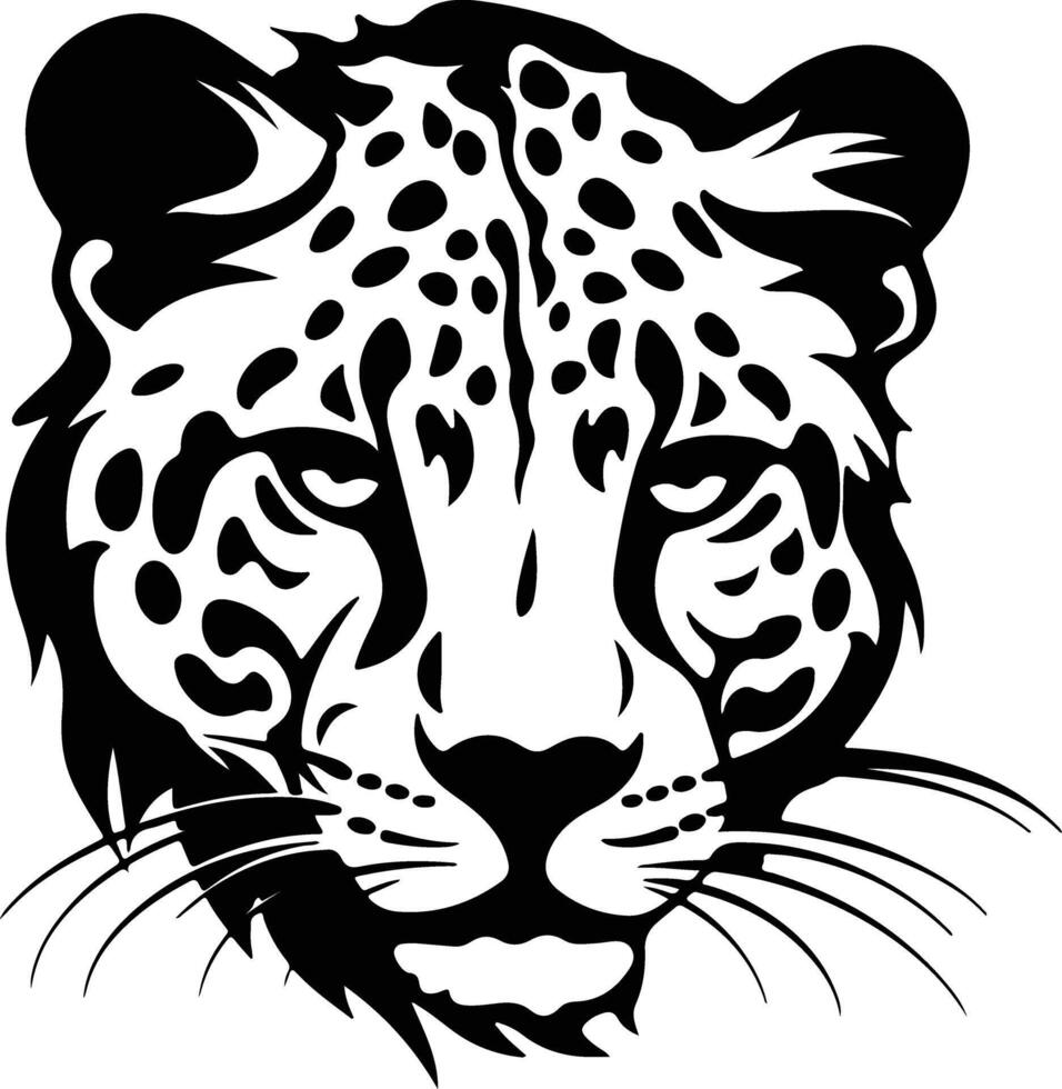 radiant Black silhouette of snow leopard head vector