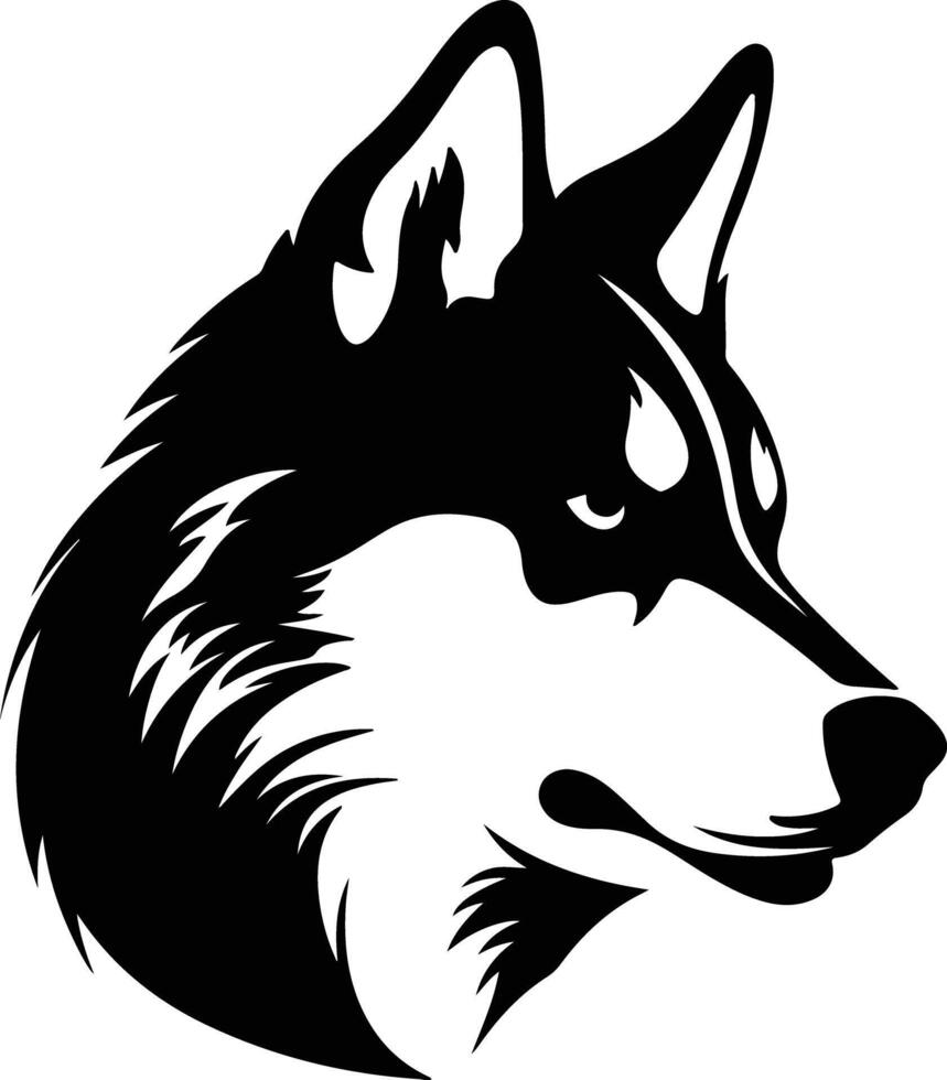 radiant Black silhouette of Siberian husky head vector