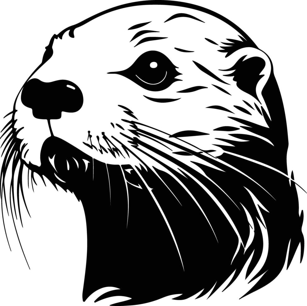 endearing Black silhouette of otter sea head vector