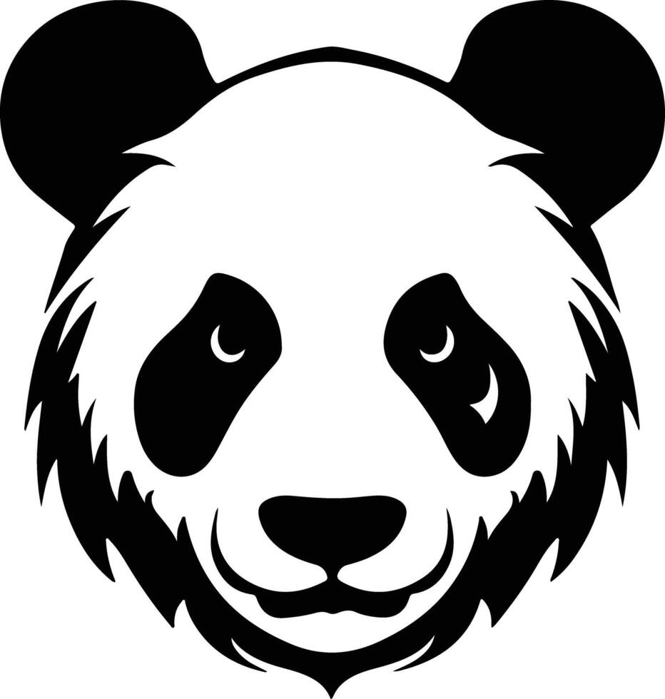 captivating Black silhouette of panda head vector