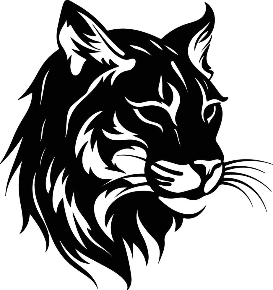 Black silhouette of wild cat head vector