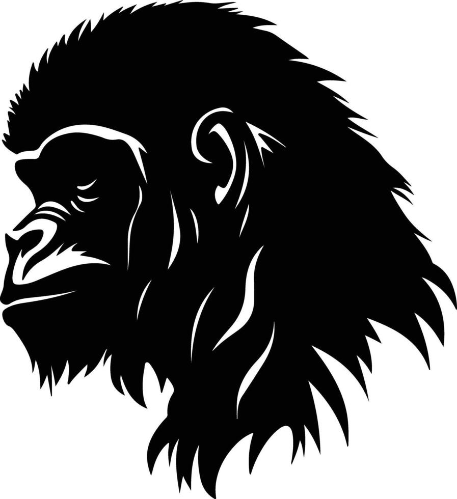 winsome Black silhouette of siamang head vector
