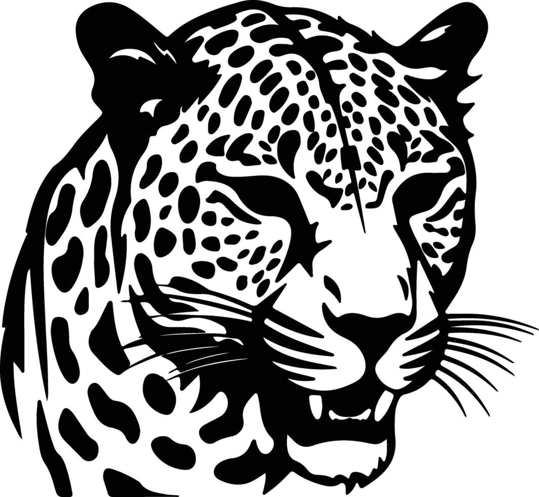 Black silhouette of leopard head vector