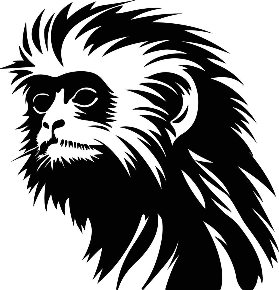 charming Black silhouette of marmoset head vector