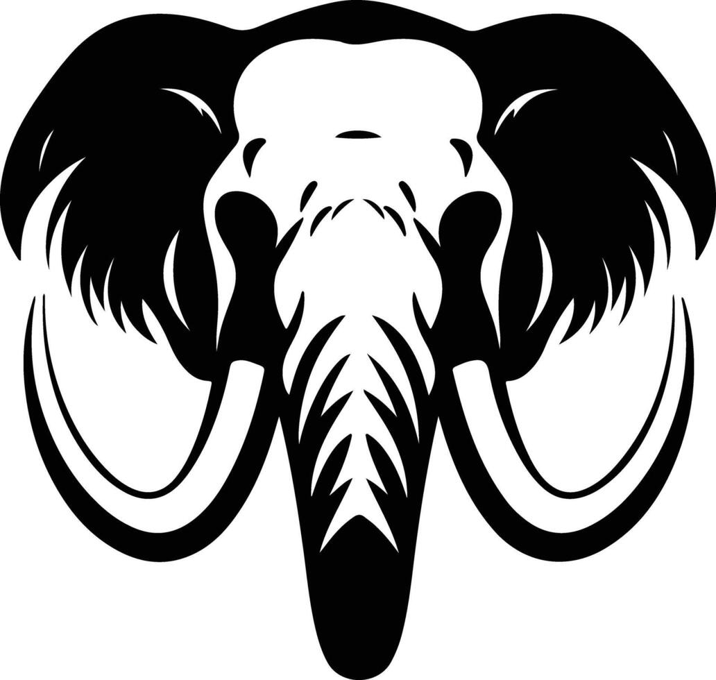 charming Black silhouette of mammoth head vector
