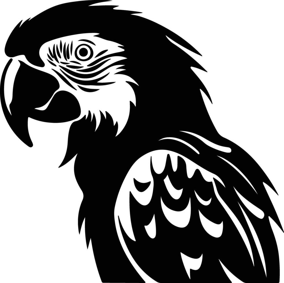 enchanting Black silhouette of macaw head vector