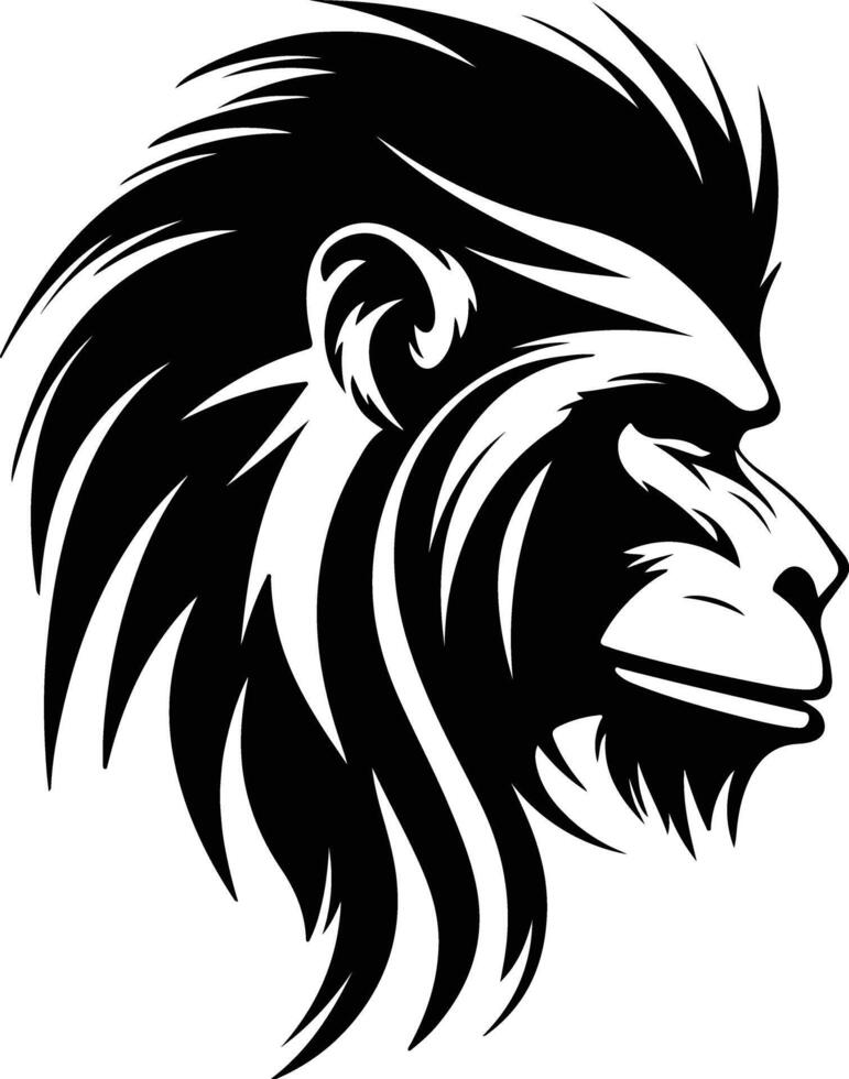heavenly Black silhouette of mandrill head vector