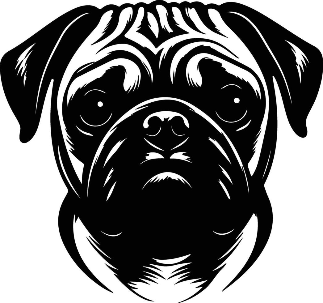 enchanting Black silhouette of pug head vector