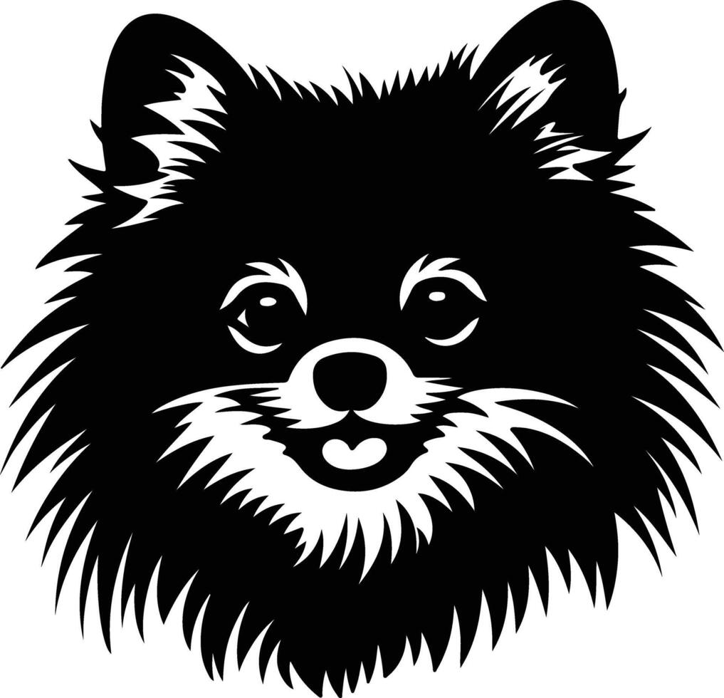 cuddly Black silhouette of pomeranian head vector