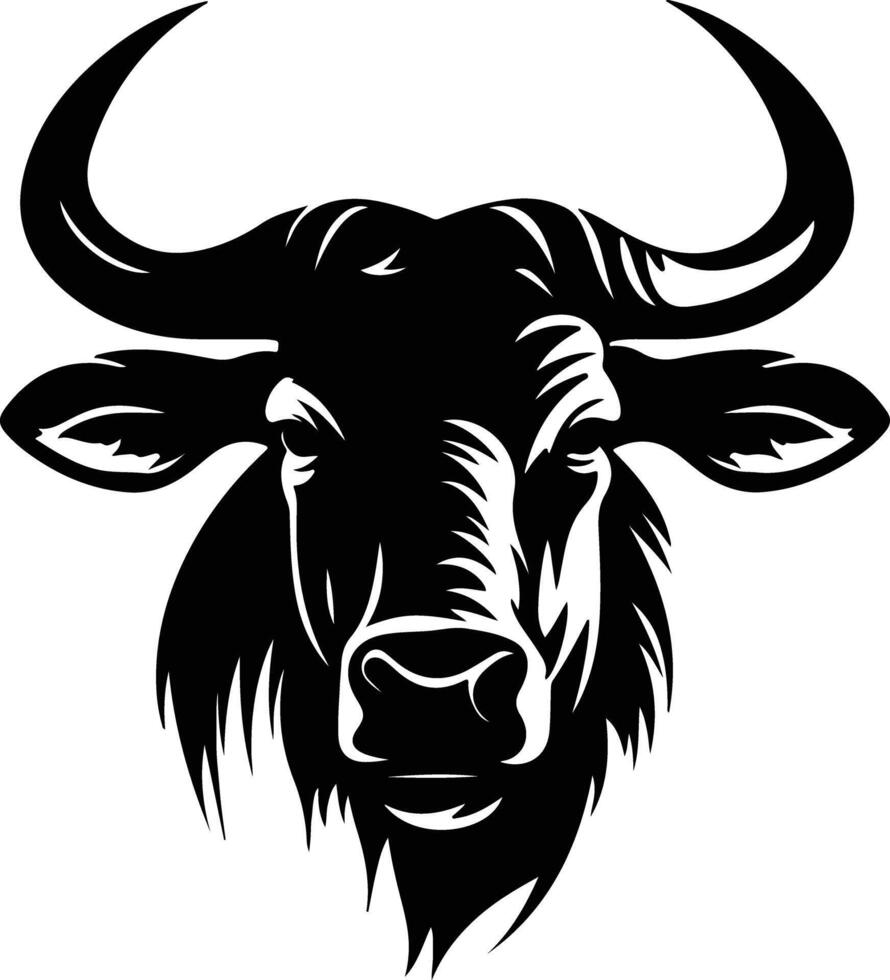 heavenly Black silhouette of wildebeest head vector