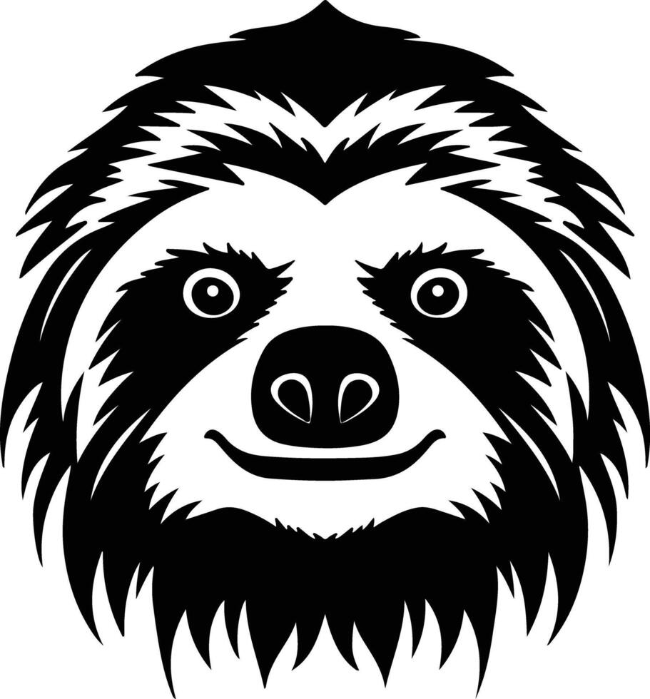 endearing Black silhouette of sloth head vector