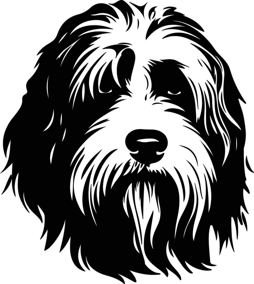 precious Black silhouette of old English sheepdog head vector