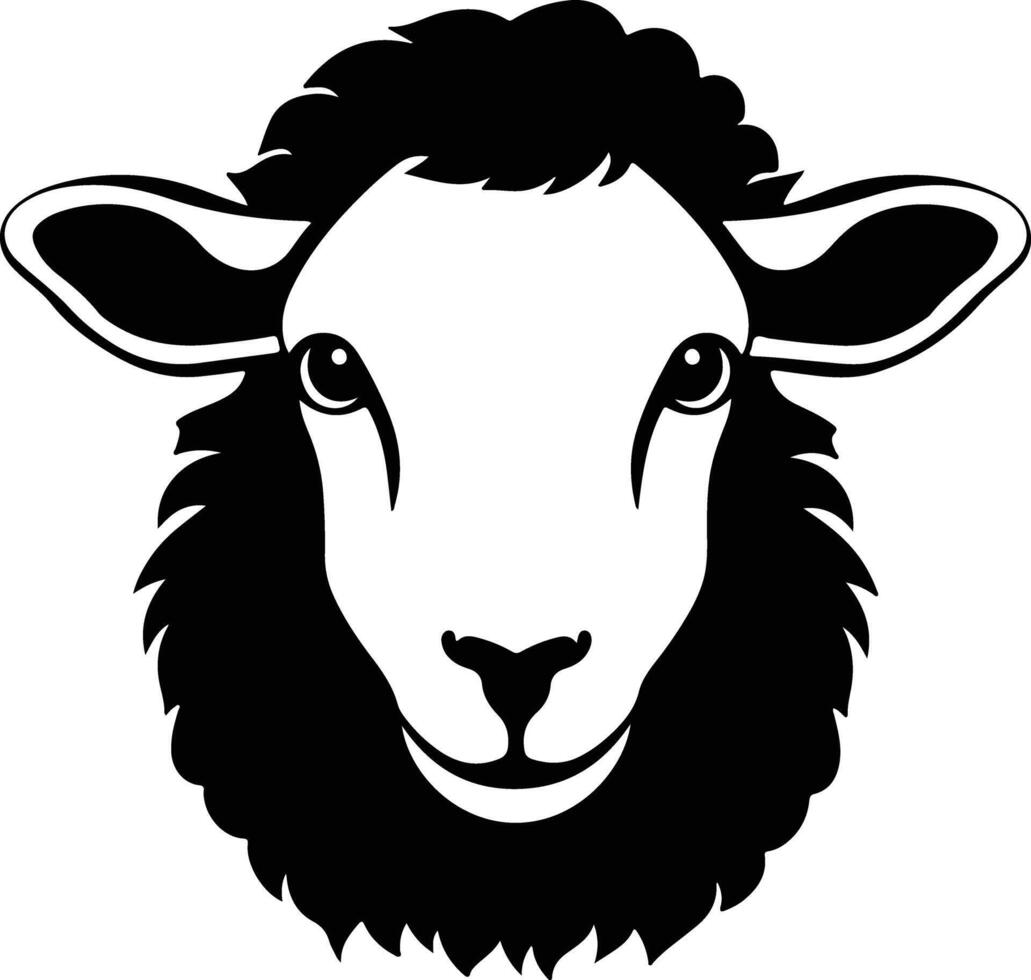 charming Black silhouette of sheep head vector