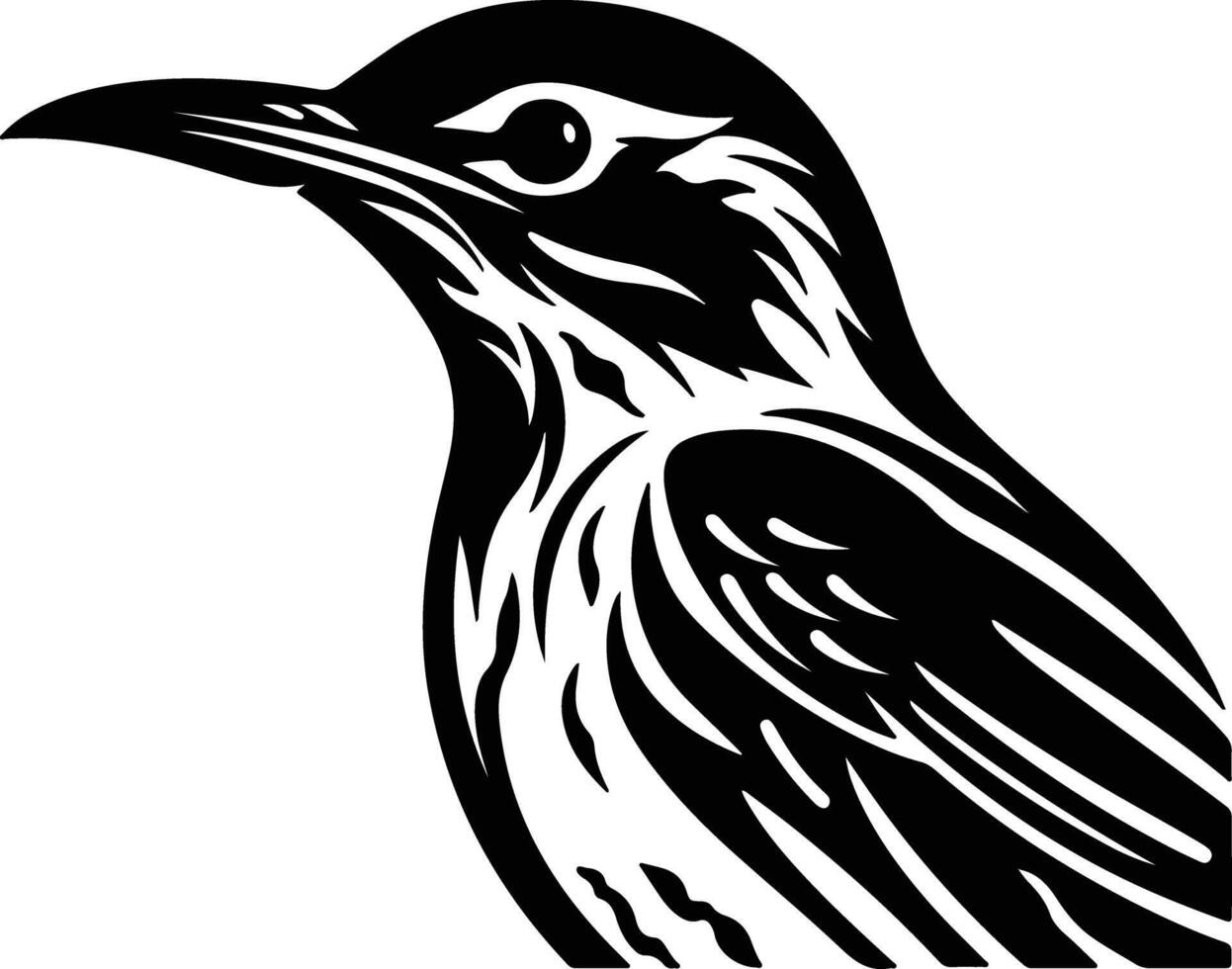 Black silhouette of meadowlark head vector