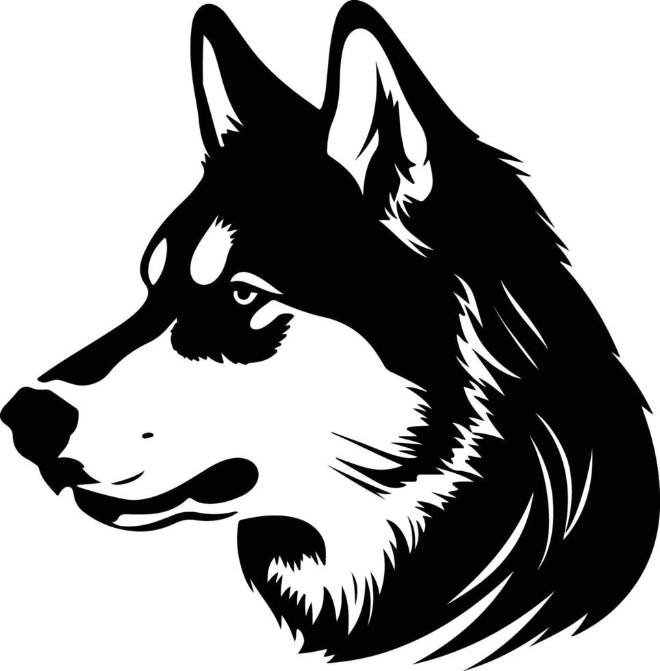 lovely Black silhouette of Siberian husky head vector