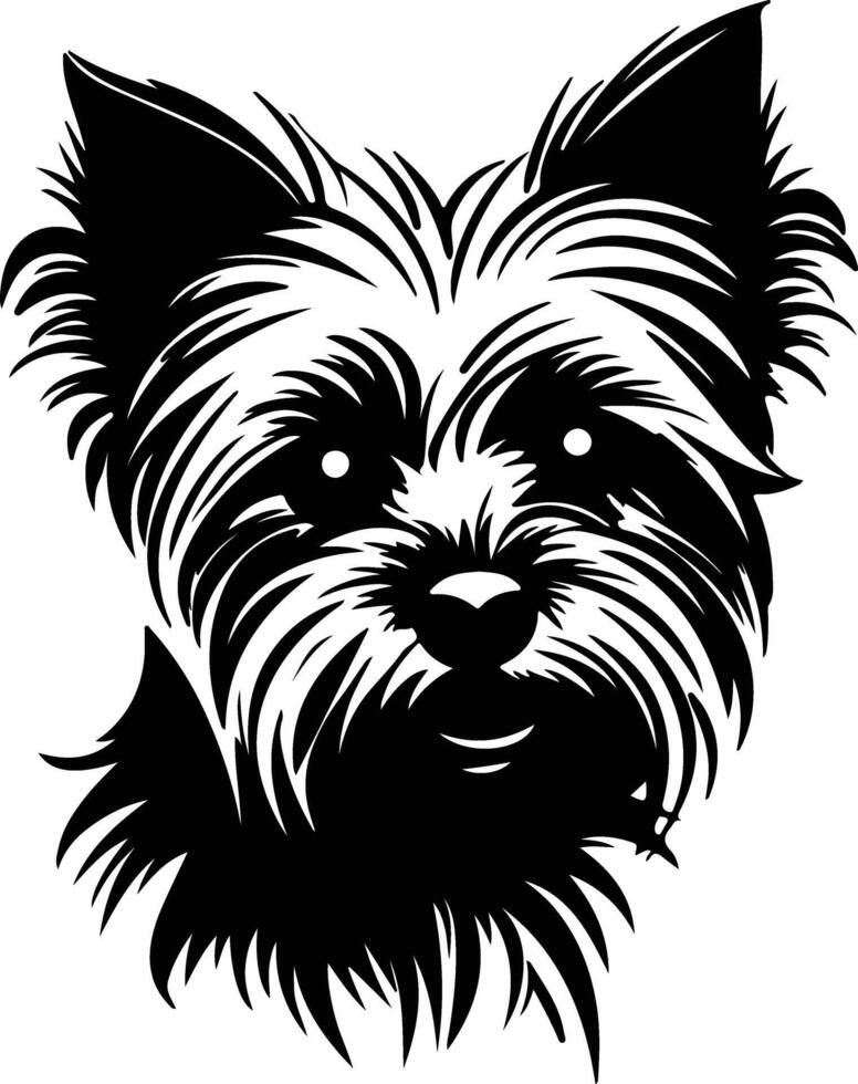 precious Black silhouette of Yorkshire terrier head vector