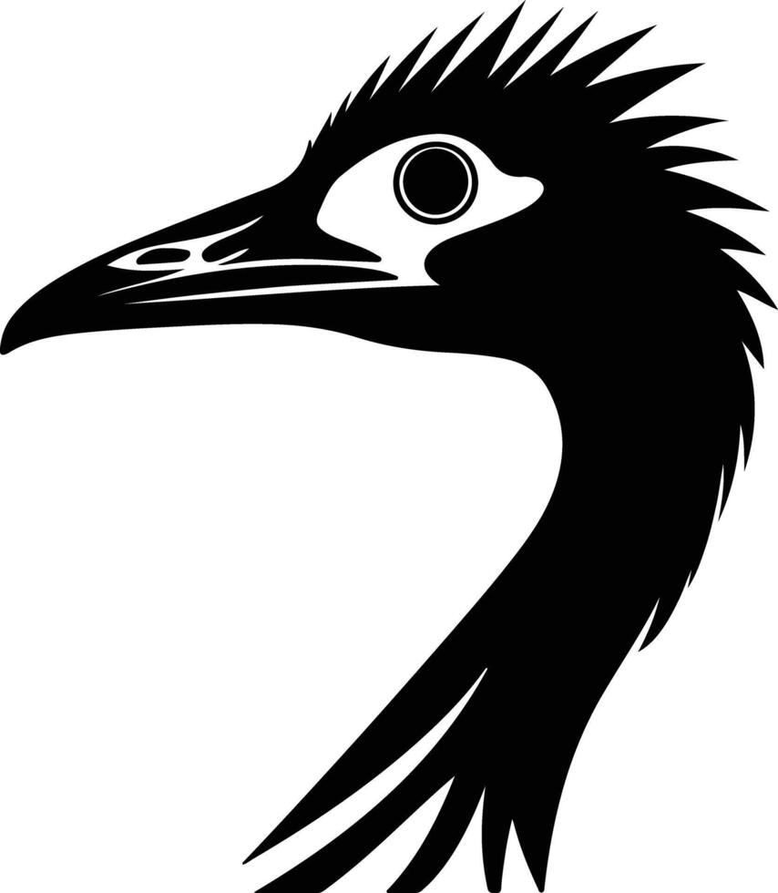 captivating Black silhouette of Ornithomimus head vector