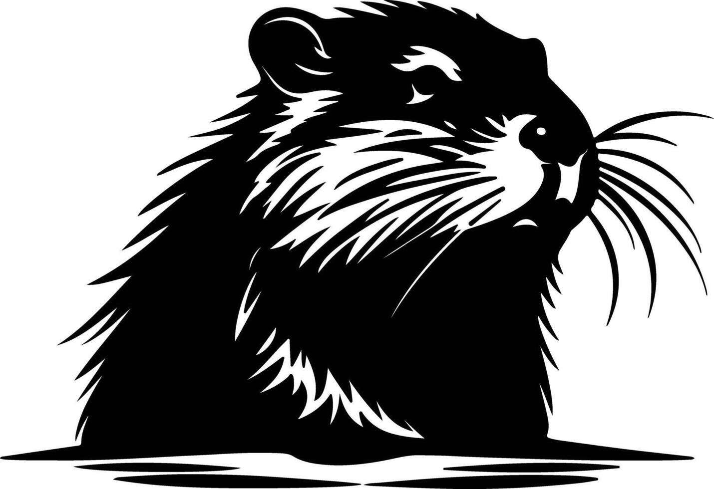 winsome Black silhouette of muskrat head vector