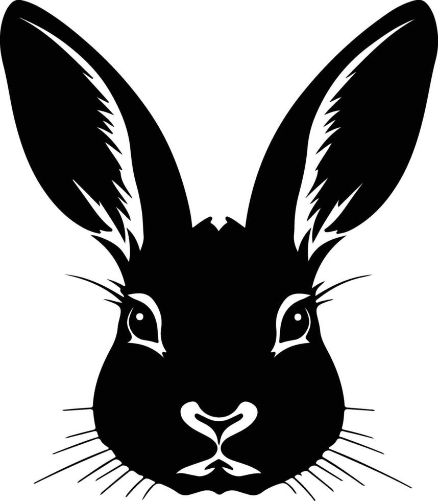 endearing Black silhouette of rabbit head vector