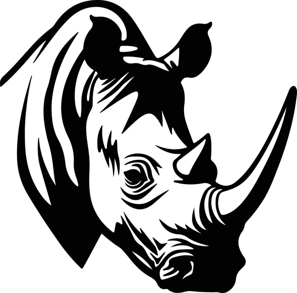 precious Black silhouette of rhino head vector