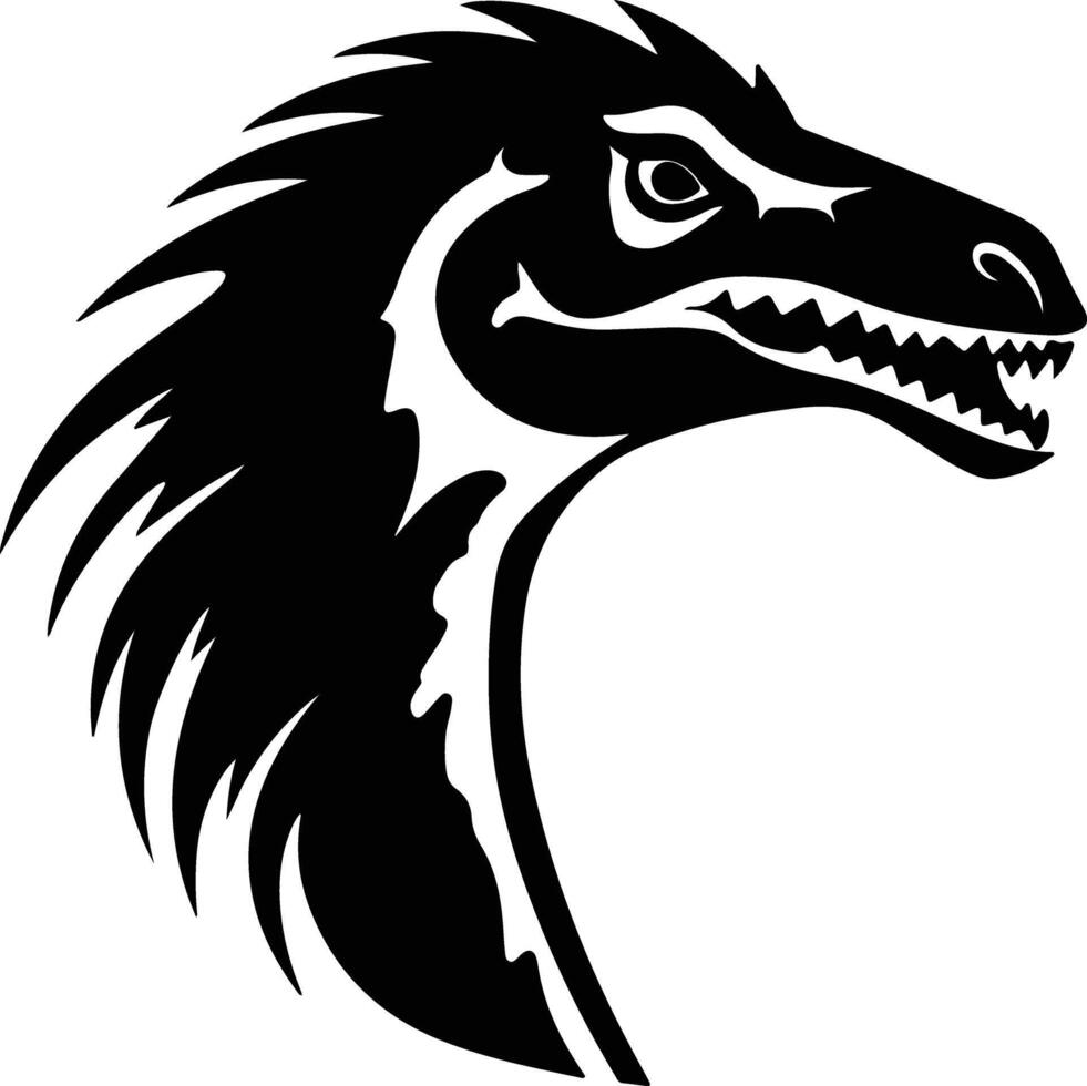 Black silhouette of Ornitholestes head vector