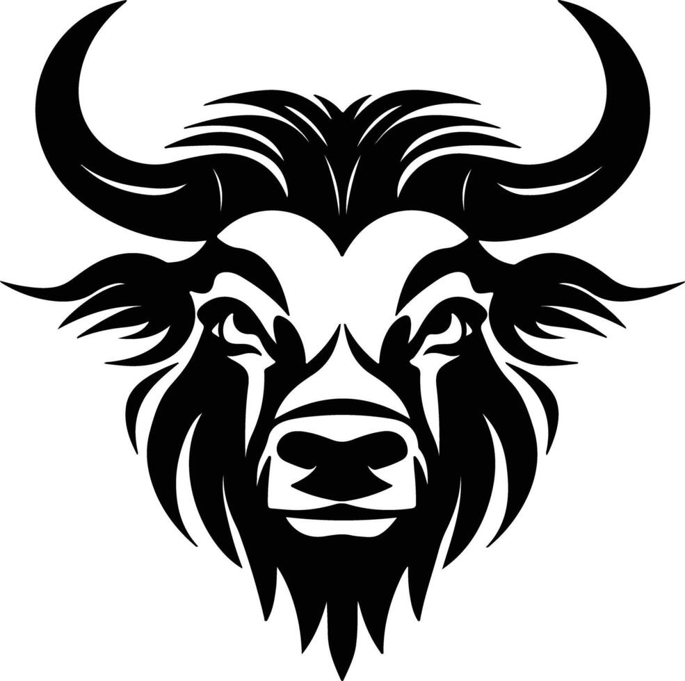 Black silhouette of yak head vector