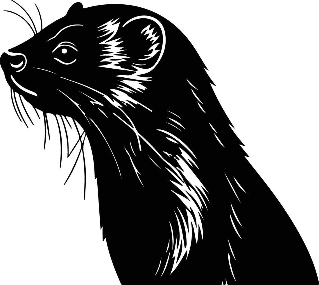 precious Black silhouette of mink head vector