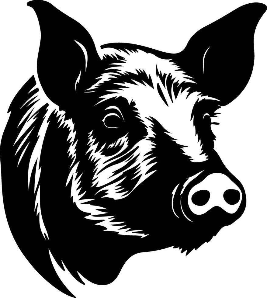 lovely Black silhouette of pig head vector