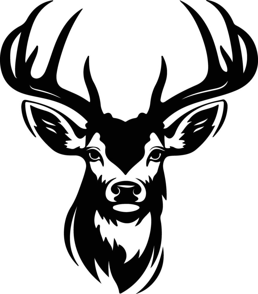 enchanting Black silhouette of white-tailed deer head vector