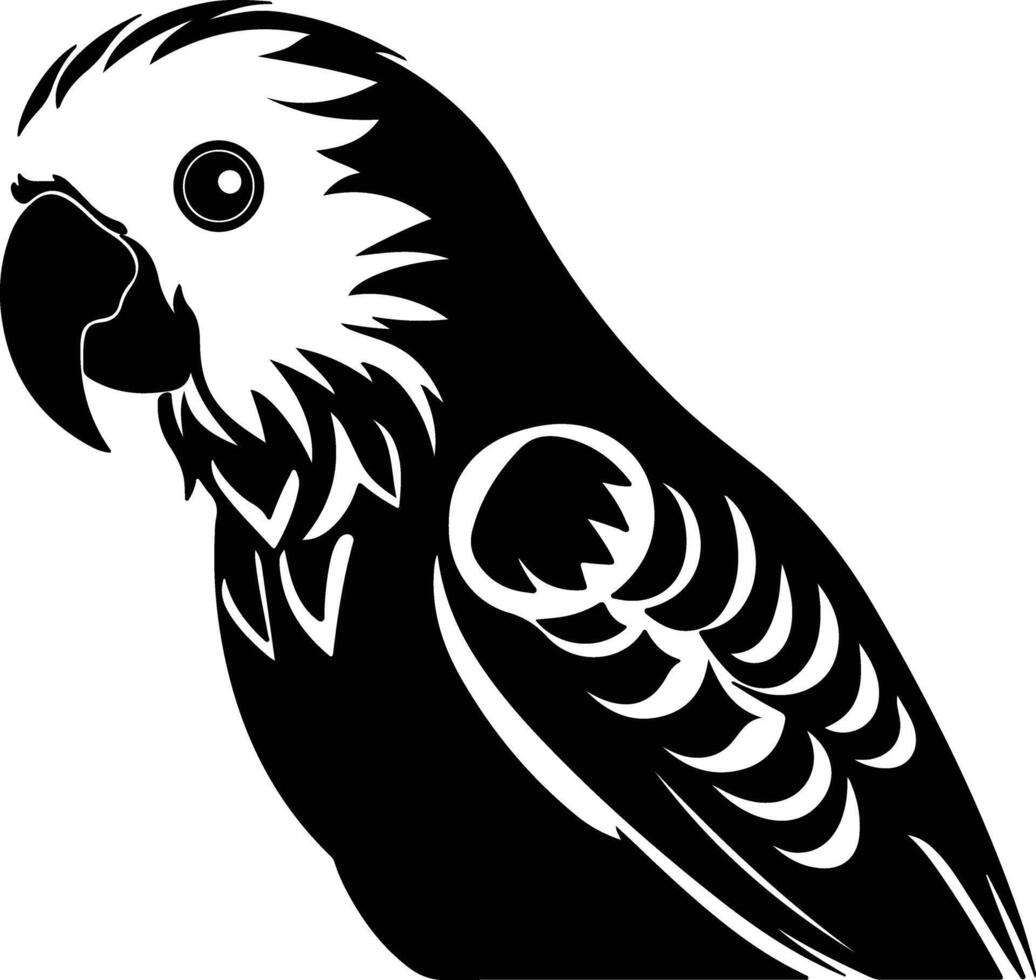 cuddly Black silhouette of parakeet head vector