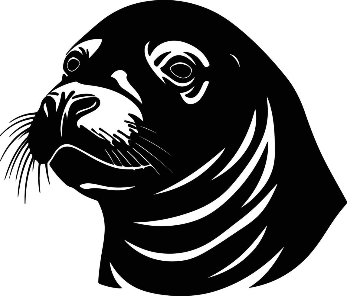 graceful Black silhouette of northern elephant seal head vector