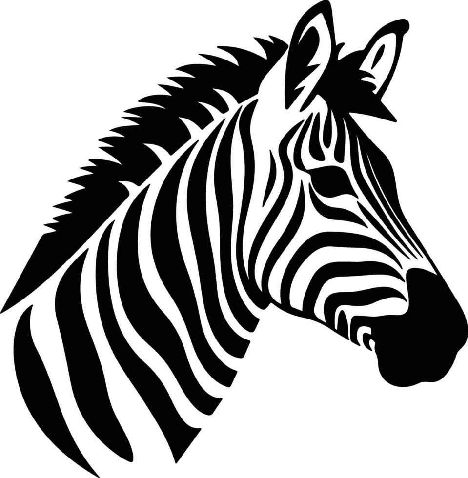 captivating Black silhouette of zebra head vector