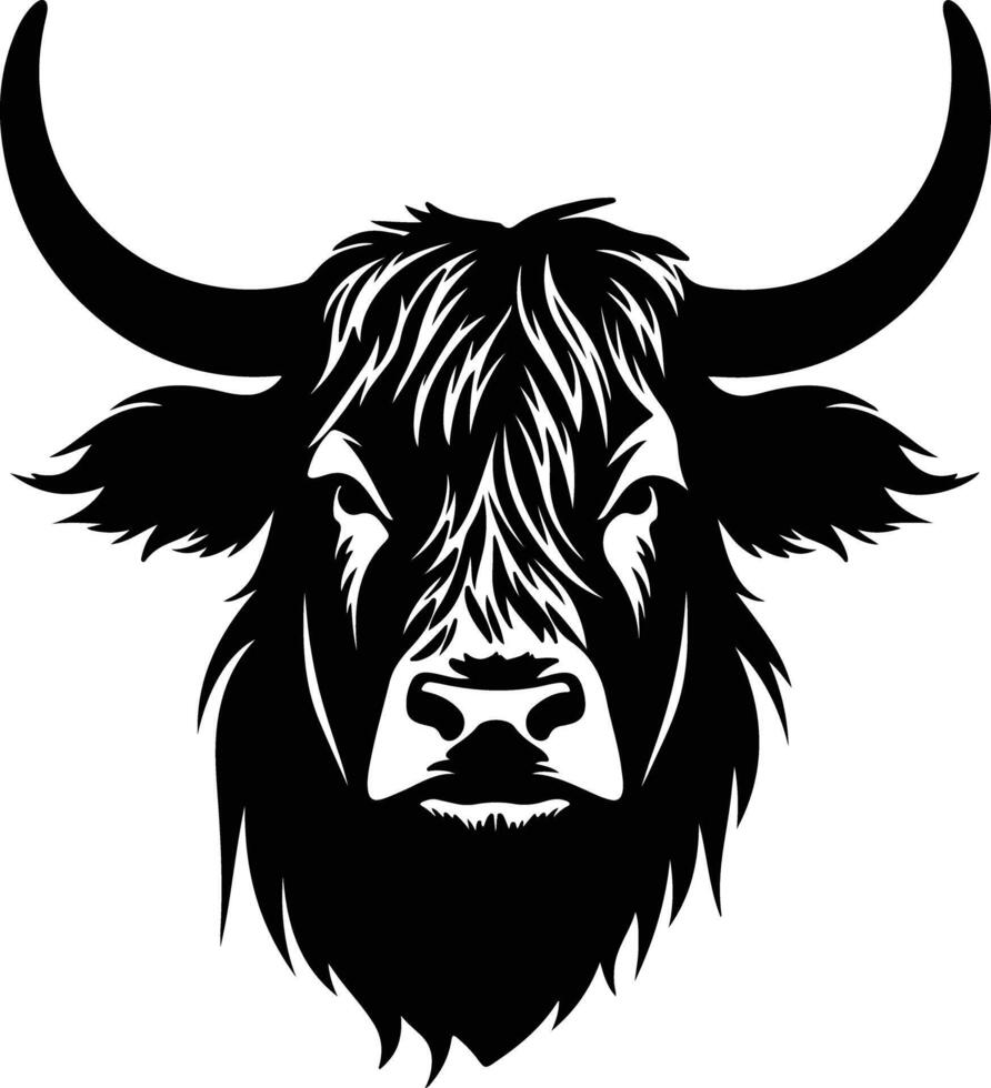 captivating Black silhouette of yak head vector