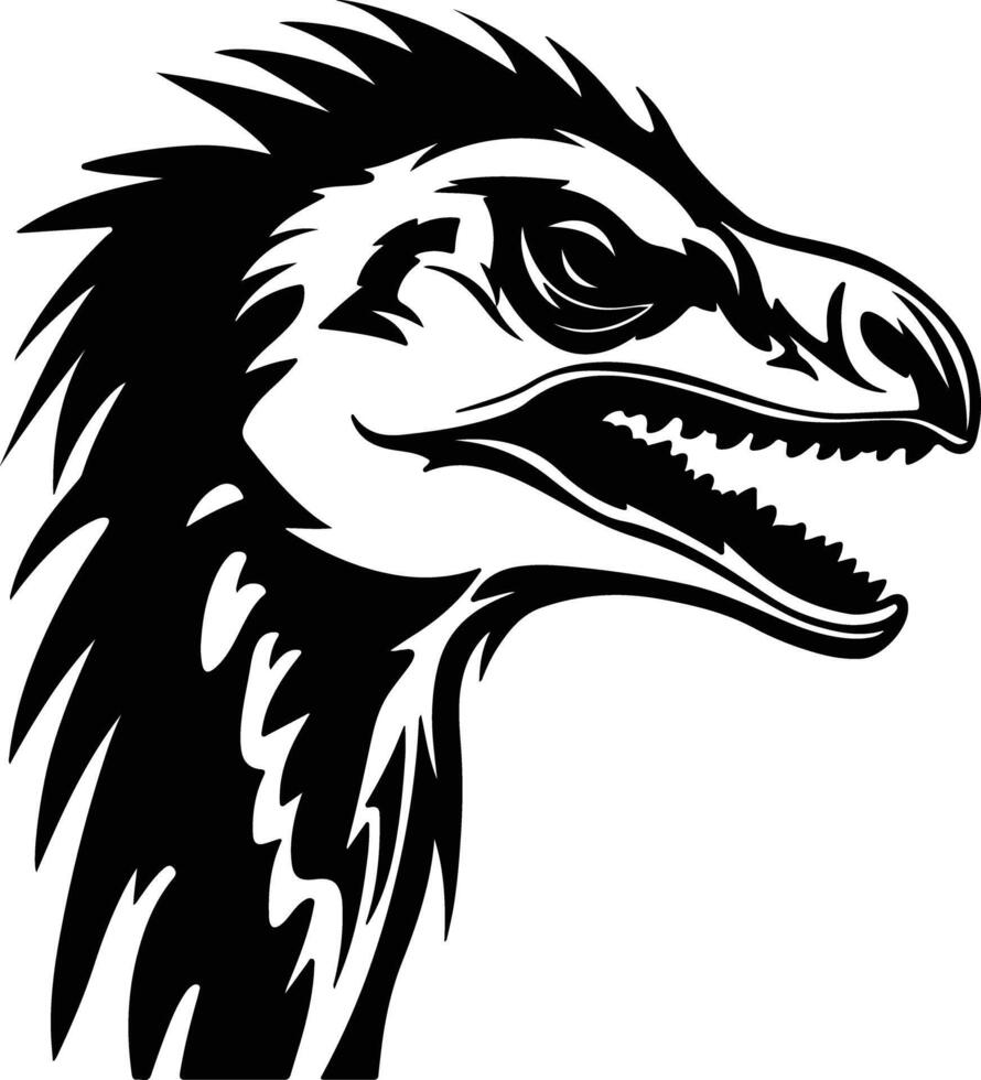 winsome Black silhouette of Utahraptor head vector