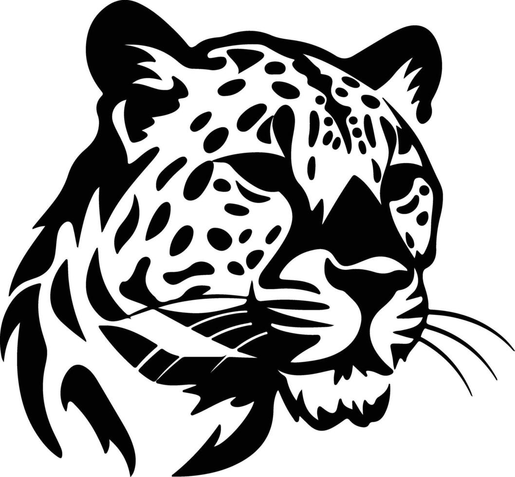 endearing Black silhouette of snow leopard head vector