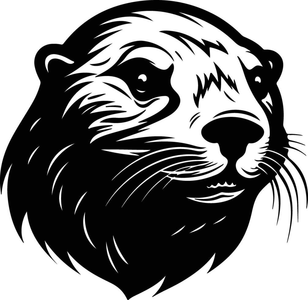 angelic Black silhouette of sea otter head vector