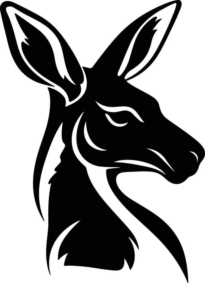 enchanting Black silhouette of kangaroo head vector