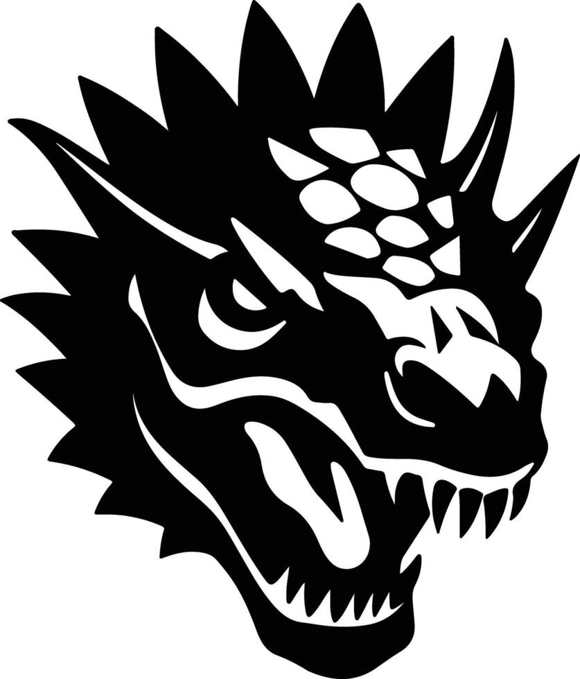 adorable Black silhouette of Kentrosaurus head vector