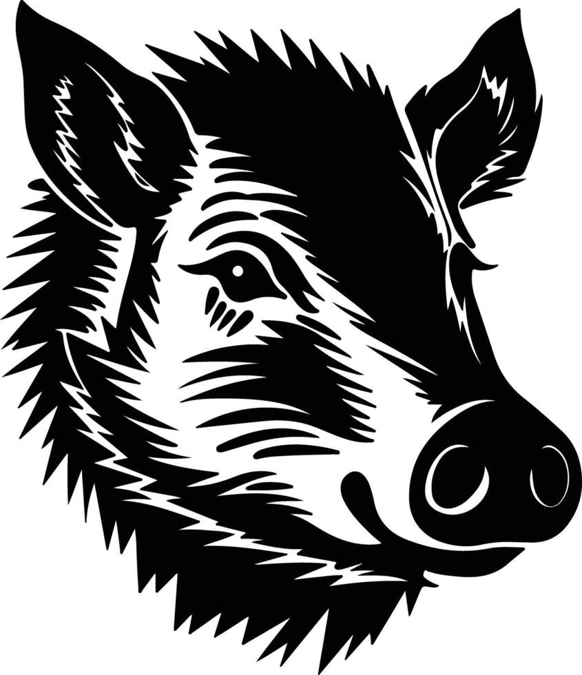 angelic Black silhouette of javelina head vector