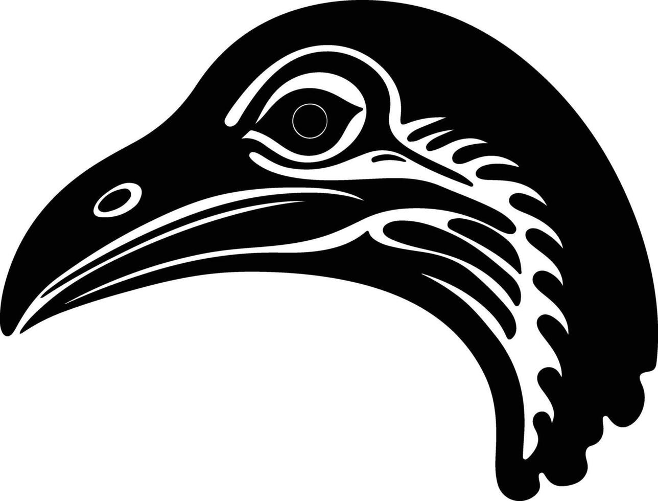 charming Black silhouette of Ichthyornis head vector