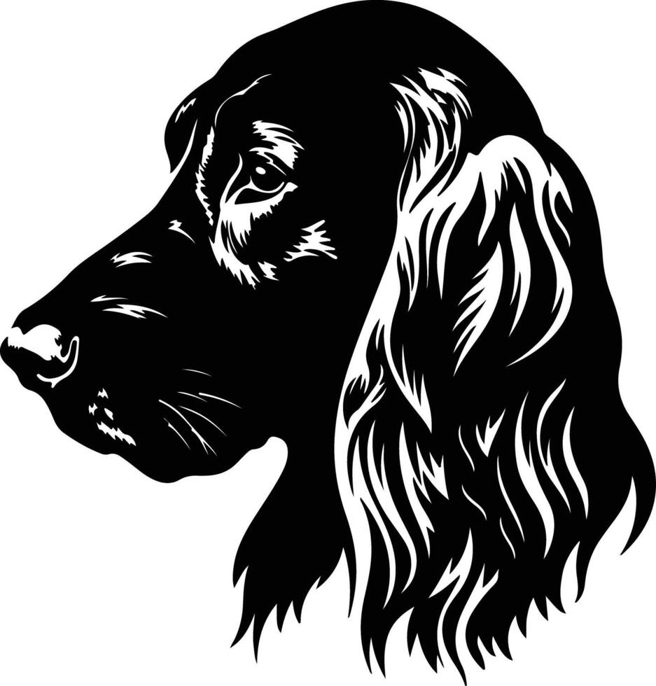 angelic Black silhouette of Irish setter head vector