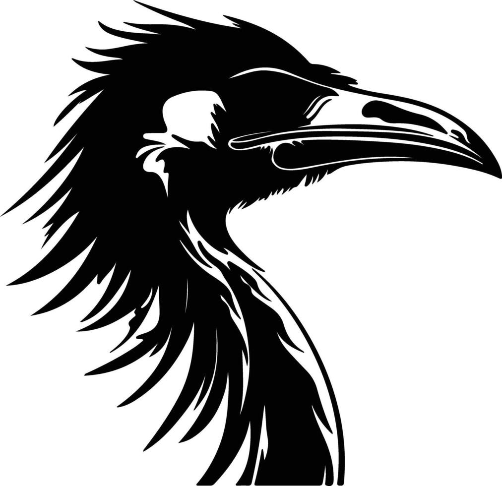 sweet Black silhouette of Ichthyornis head vector
