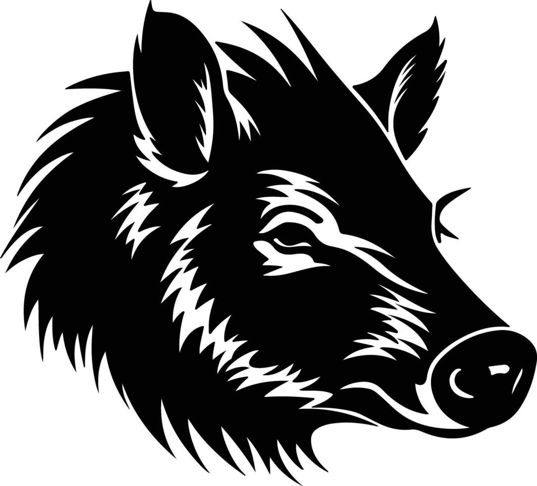 endearing Black silhouette of javelina head vector