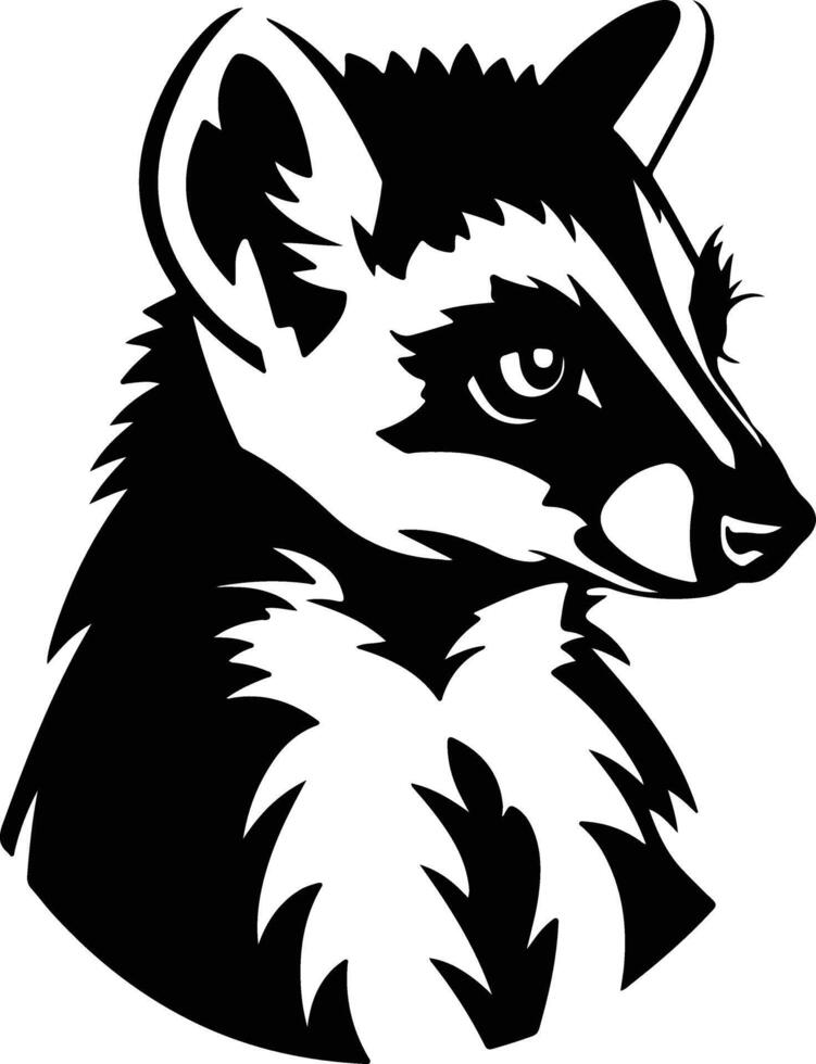 endearing Black silhouette of ring-tailed lemur head vector