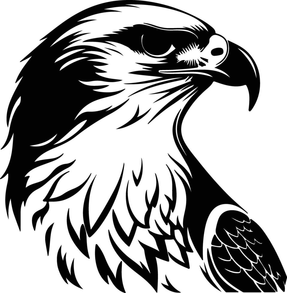 endearing Black silhouette of red-tailed hawk head vector