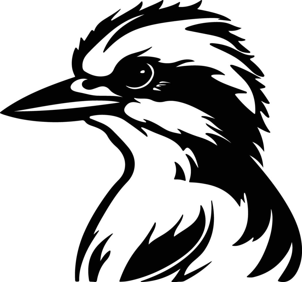 cuddly Black silhouette of kookaburra head vector