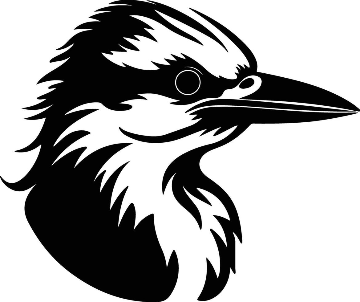 enchanting Black silhouette of kookaburra head vector